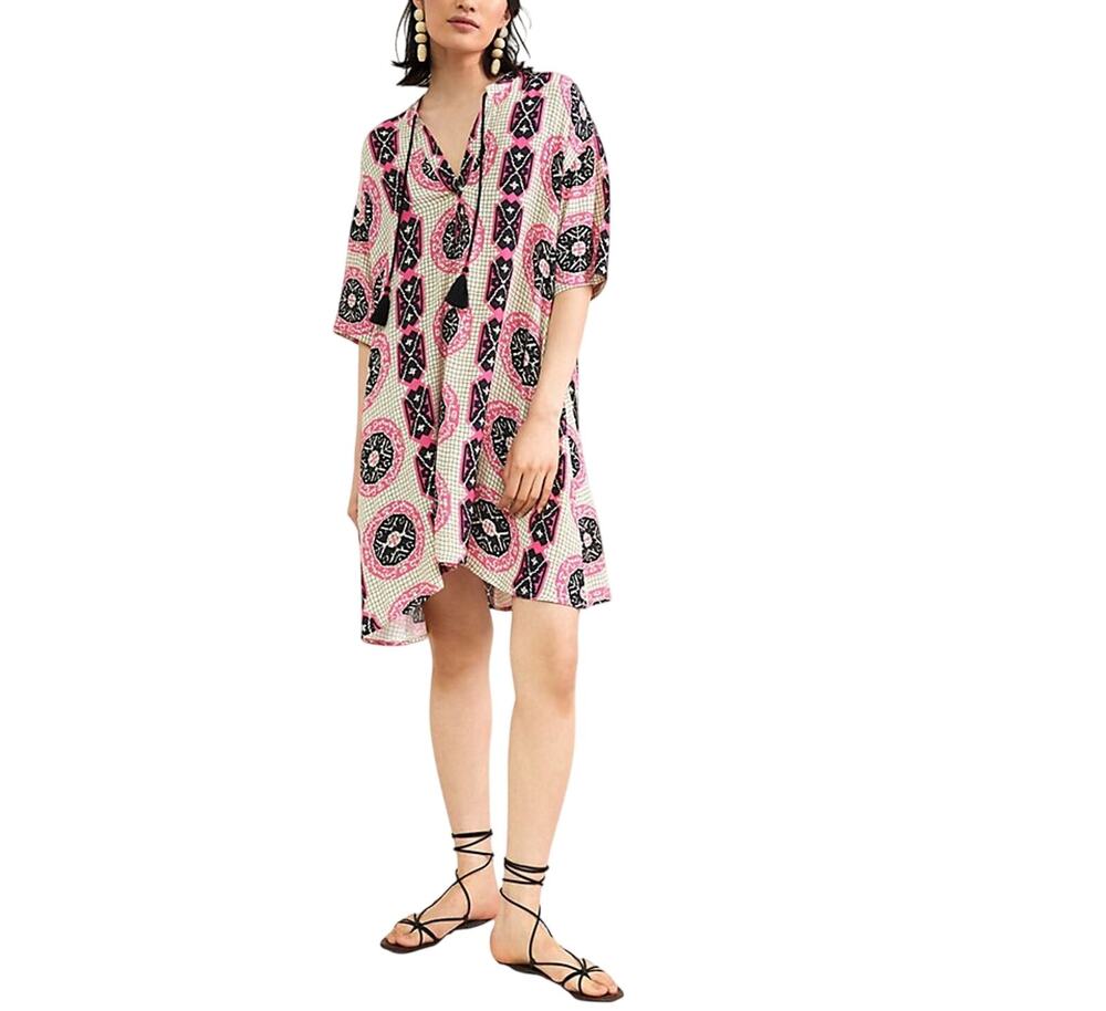 Anthropologie Bohemian Multicolor Tassel Tie Dress Size M